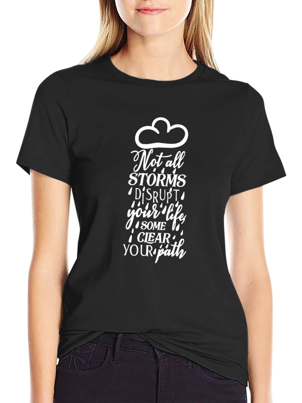 Motivational Storms Graphic Tee - Black Cotton T-Shirt