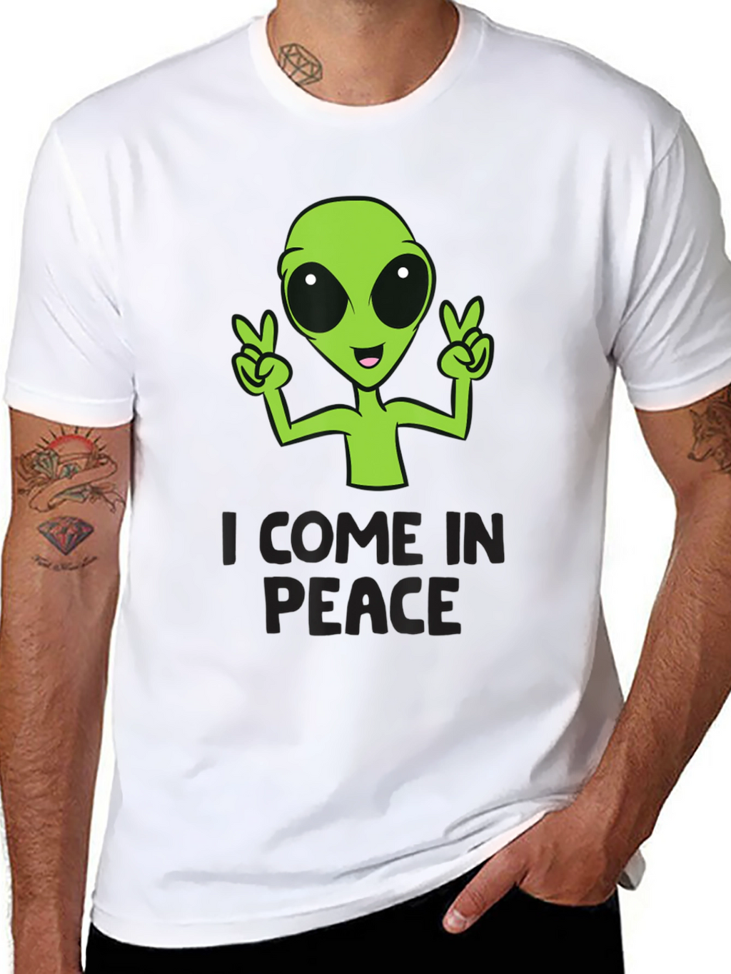 I Come In Peace Alien Graphic T-Shirt