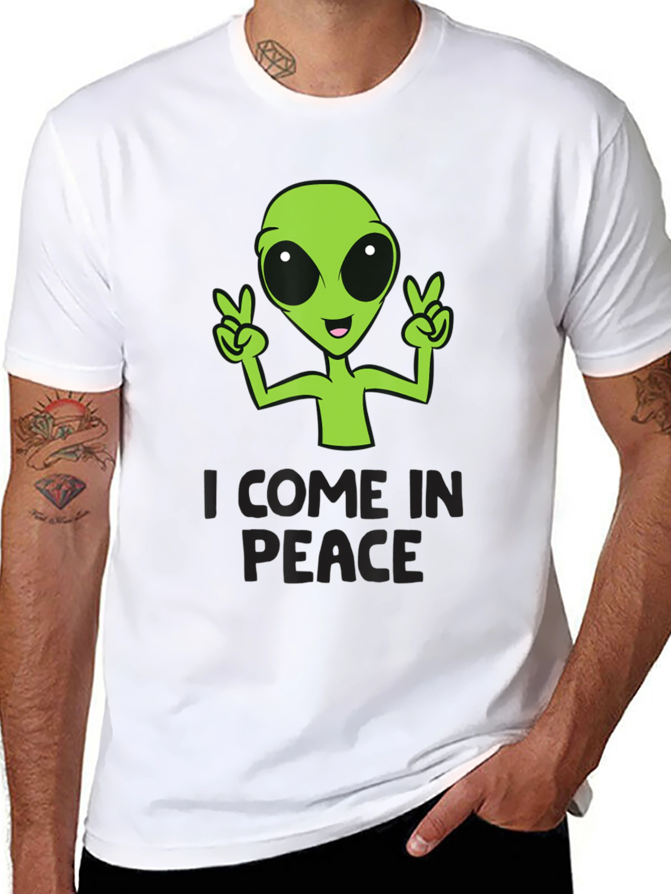 I Come In Peace Alien Graphic T-Shirt
