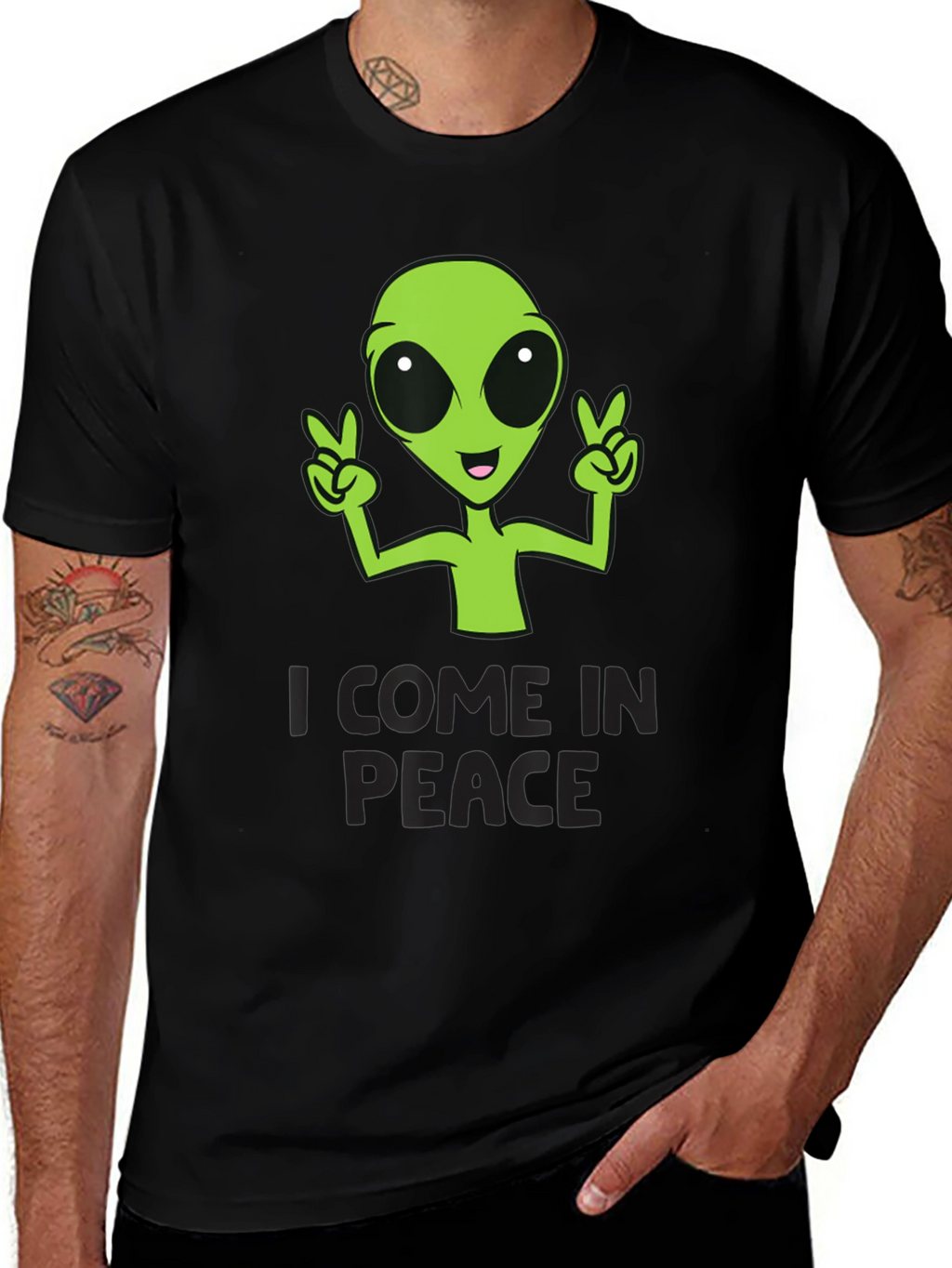 I Come In Peace Alien Graphic T-Shirt