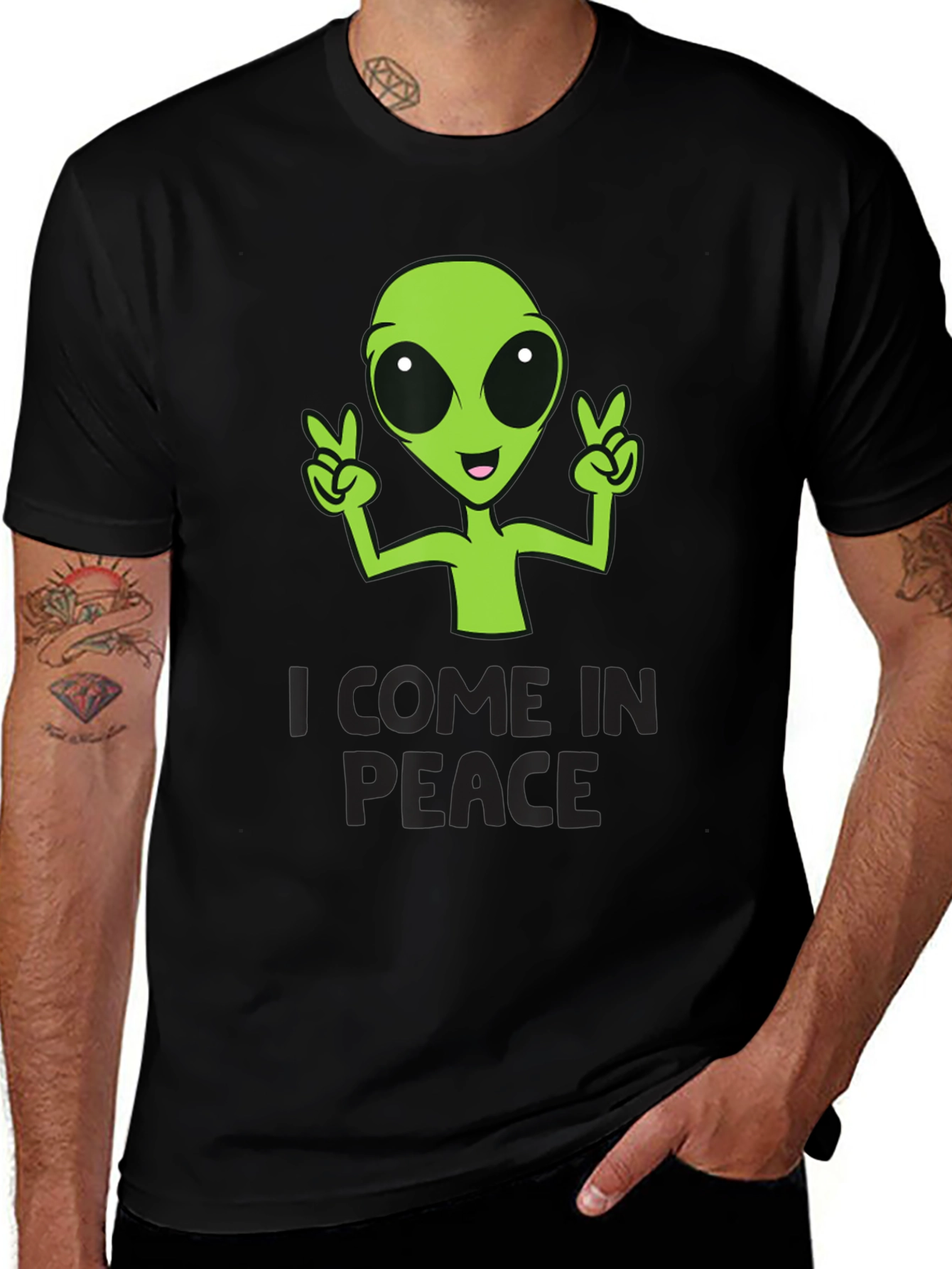 I Come In Peace Alien Graphic T-Shirt