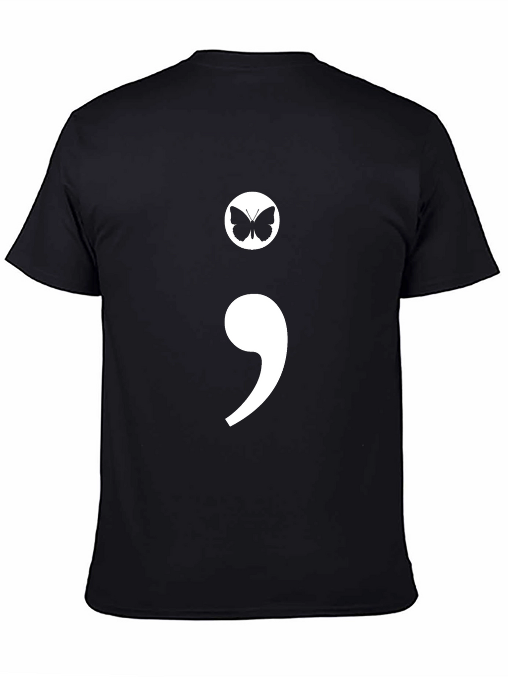 Semicolon Butterfly Graphic Tee - Black Casual T-Shirt