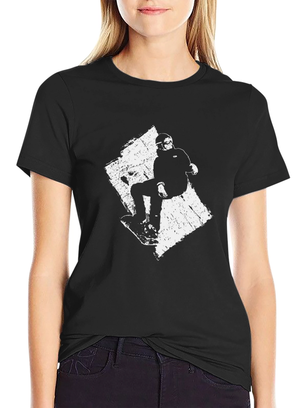 Snowboarder Graphic Tee - Black Cotton T-Shirt