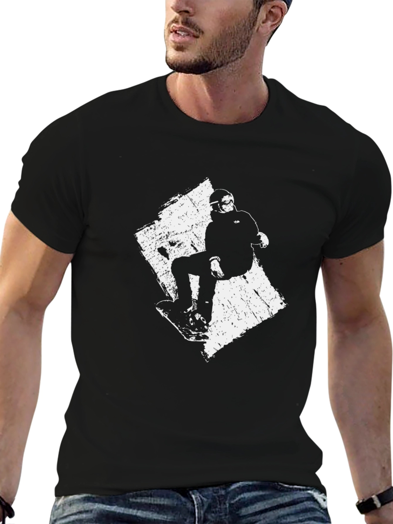 Snowboarder Graphic Tee - Black Cotton T-Shirt