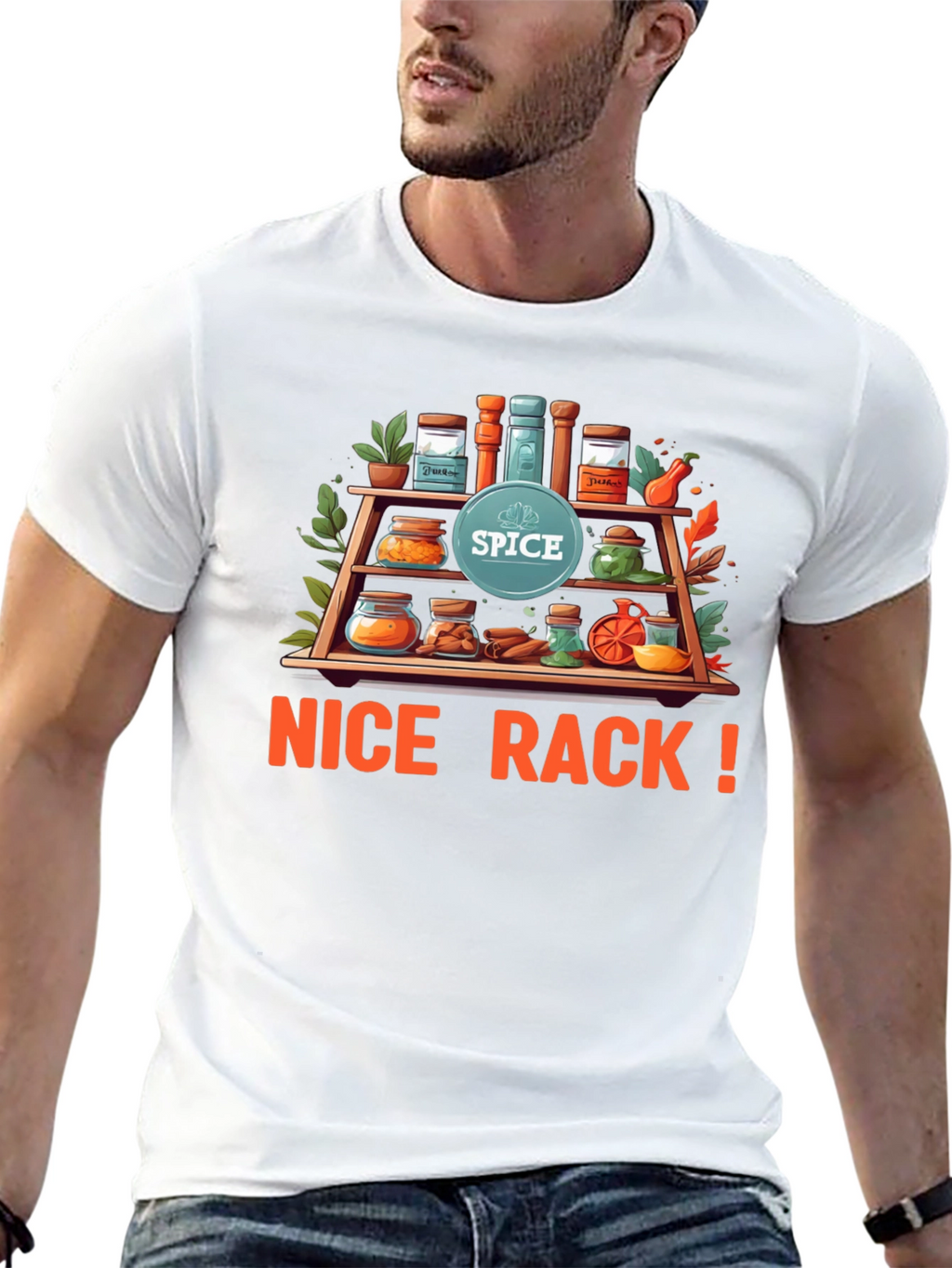 Spice Rack Pun T-Shirt - Nice Rack! Black Tee