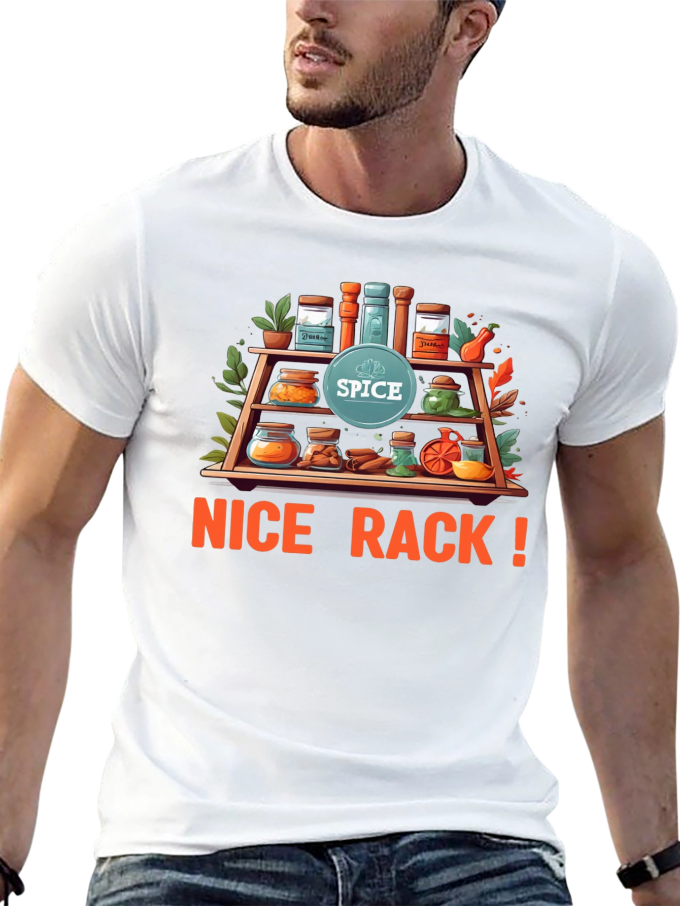 Spice Rack Pun T-Shirt - Nice Rack! Black Tee