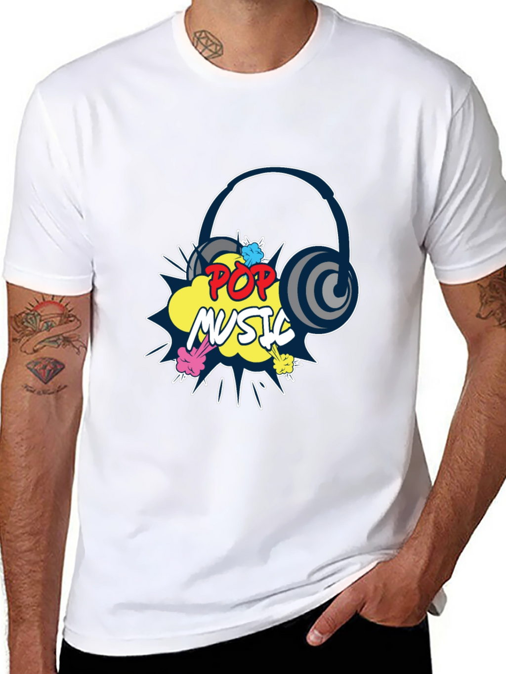 Pop Music Graphic Print Black T-Shirt