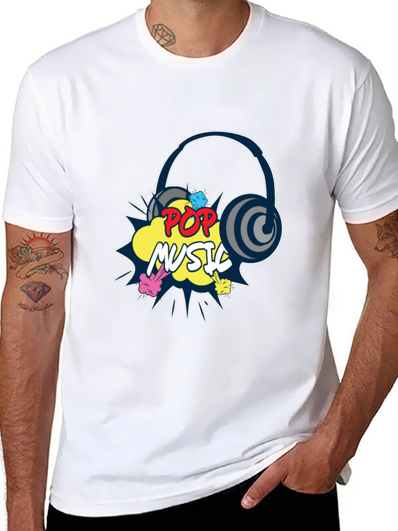 Pop Music Graphic Print Black T-Shirt