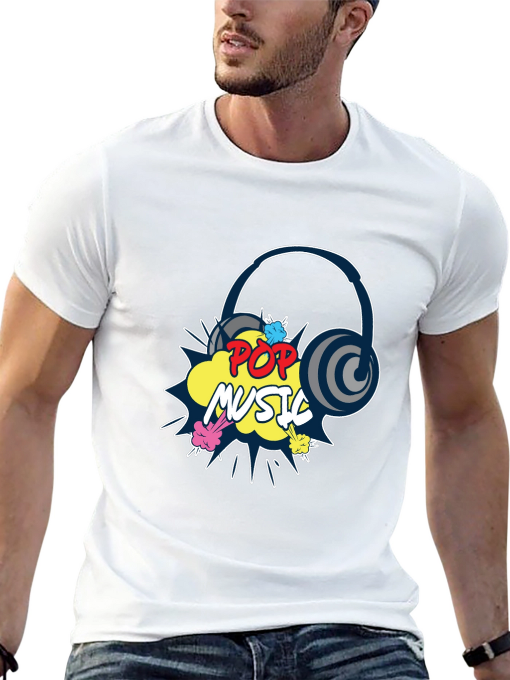 Pop Music Graphic Print Black T-Shirt