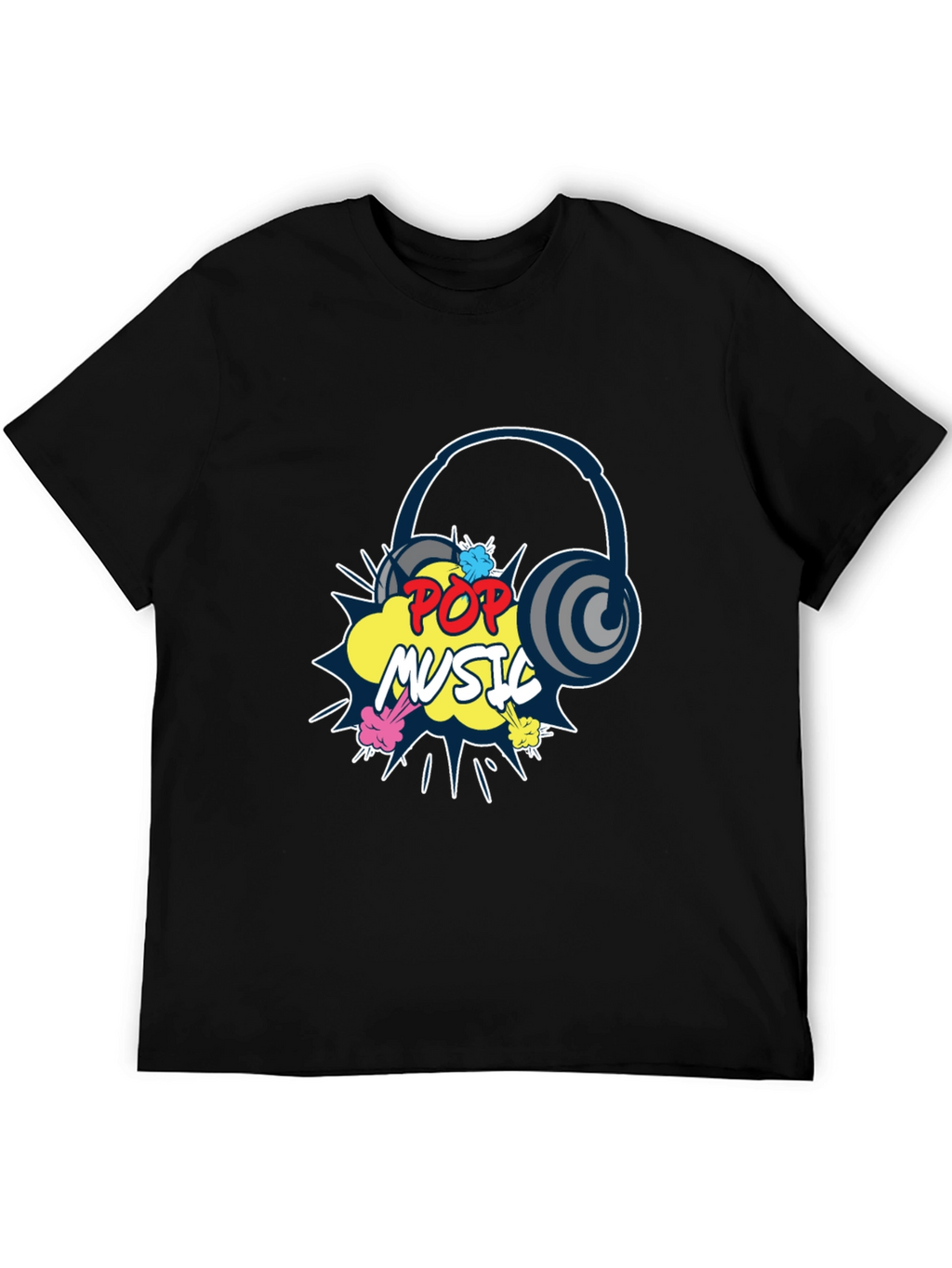 Pop Music Graphic Print Black T-Shirt
