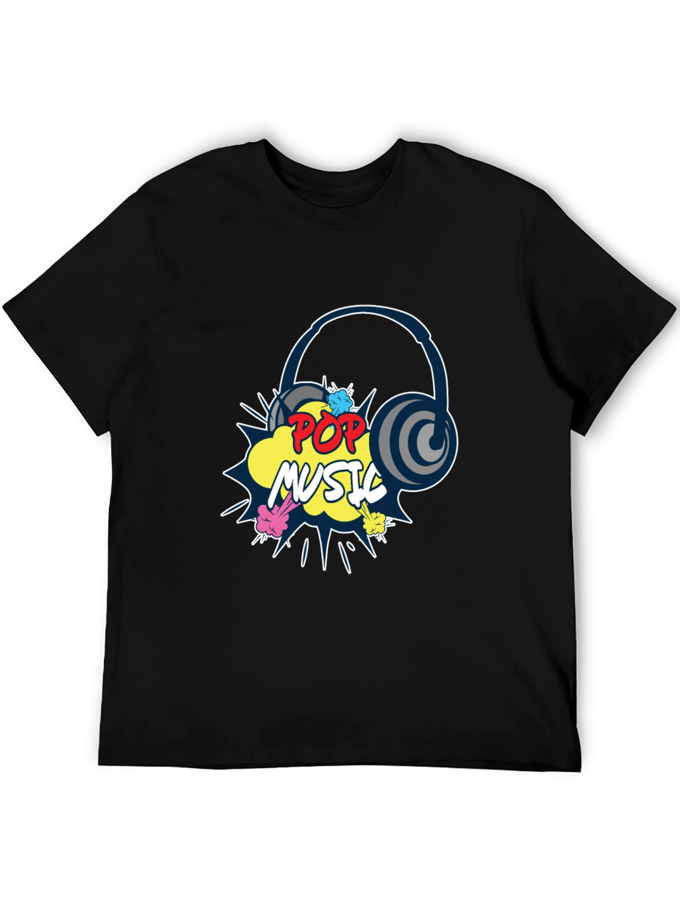 Pop Music Graphic Print Black T-Shirt