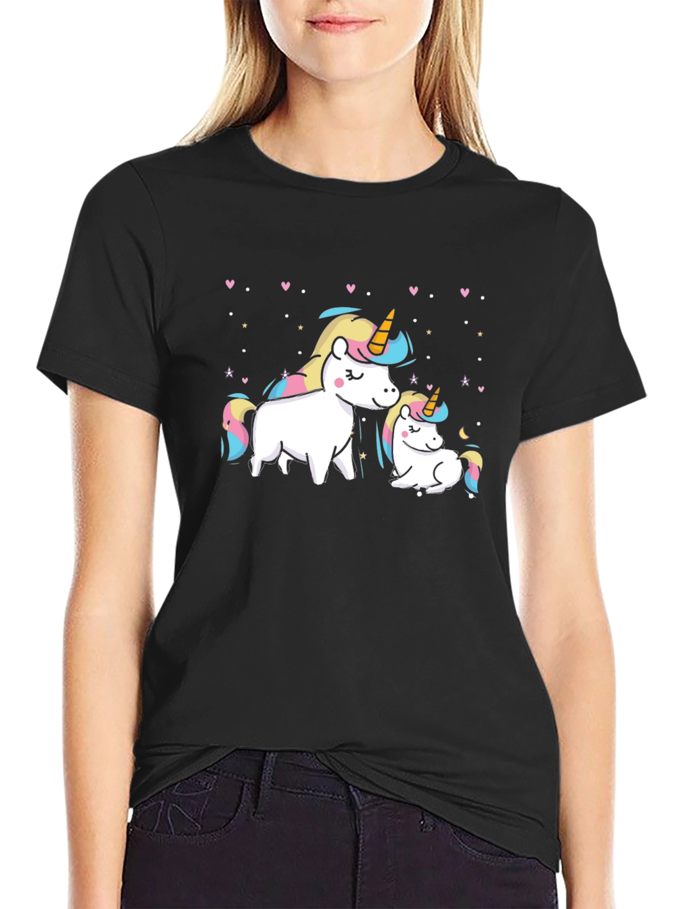 Cute Unicorn Mom and Baby Graphic T-Shirt