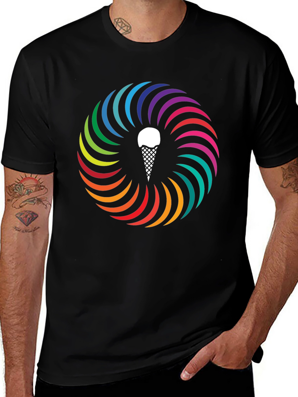 Rainbow Ice Cream Cone Graphic Tee