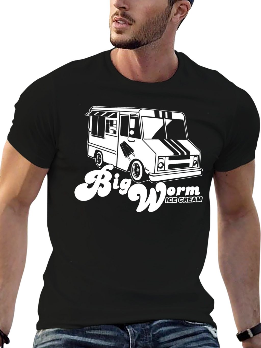 Big Worm Ice Cream Truck Black T-Shirt