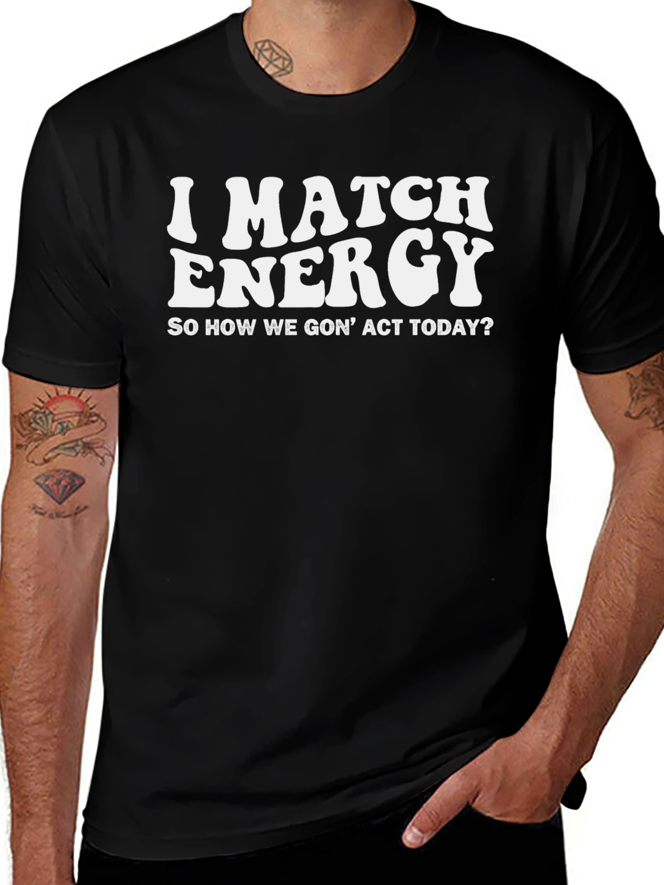 I Match Energy Black Graphic T-Shirt