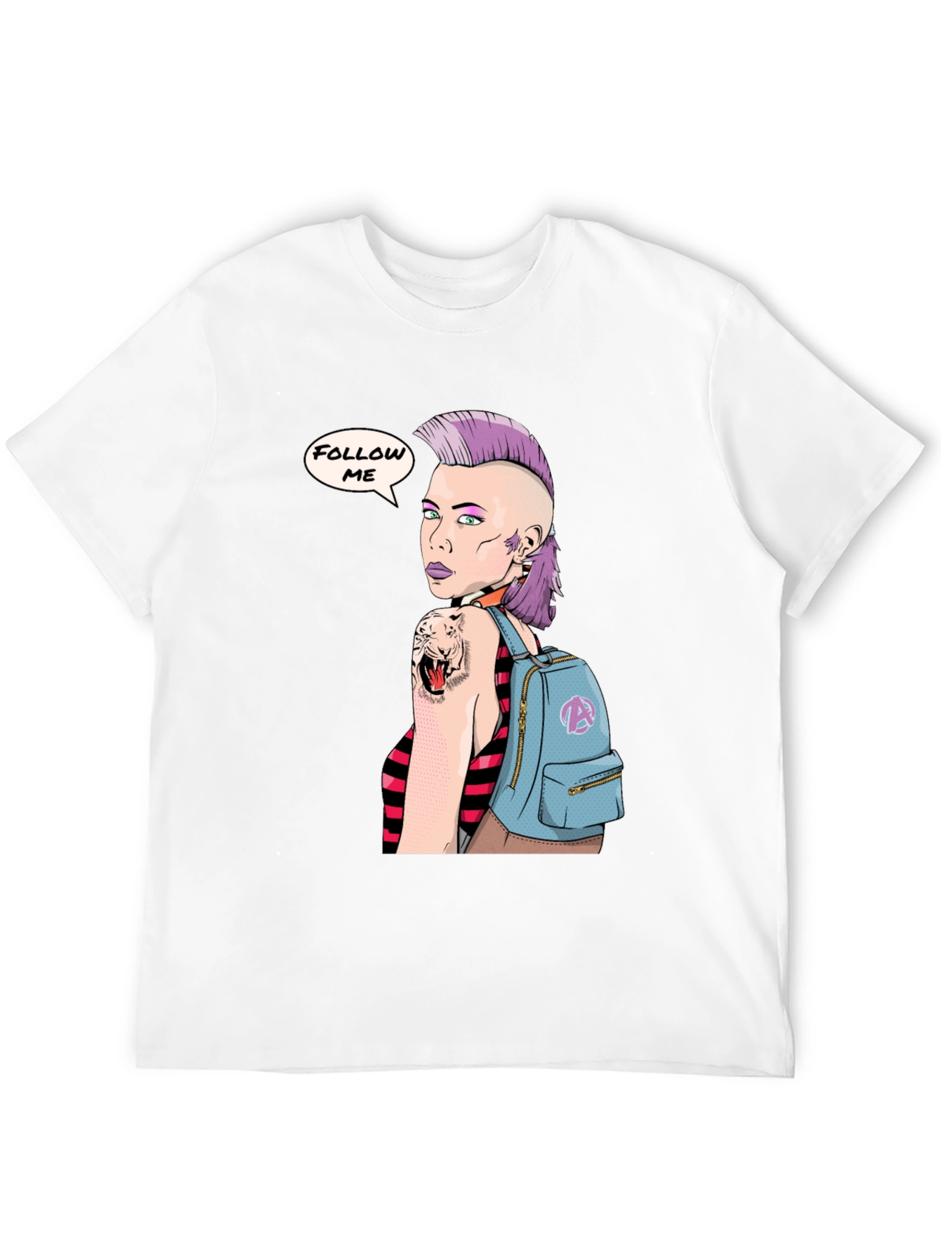 Stylish Graphic Tee - Punk Girl Follow Me Design