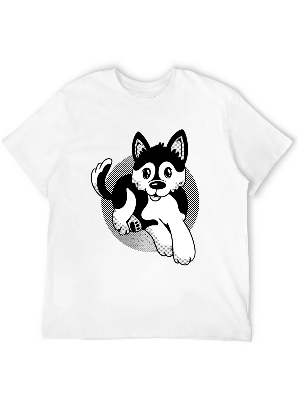 Cute Husky Cartoon Black T-Shirt