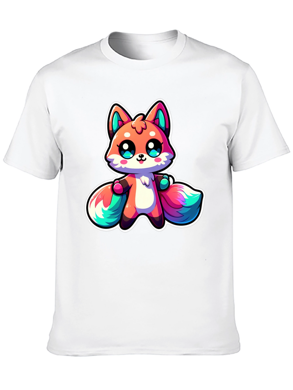 Cute Cartoon Fox Black T-Shirt