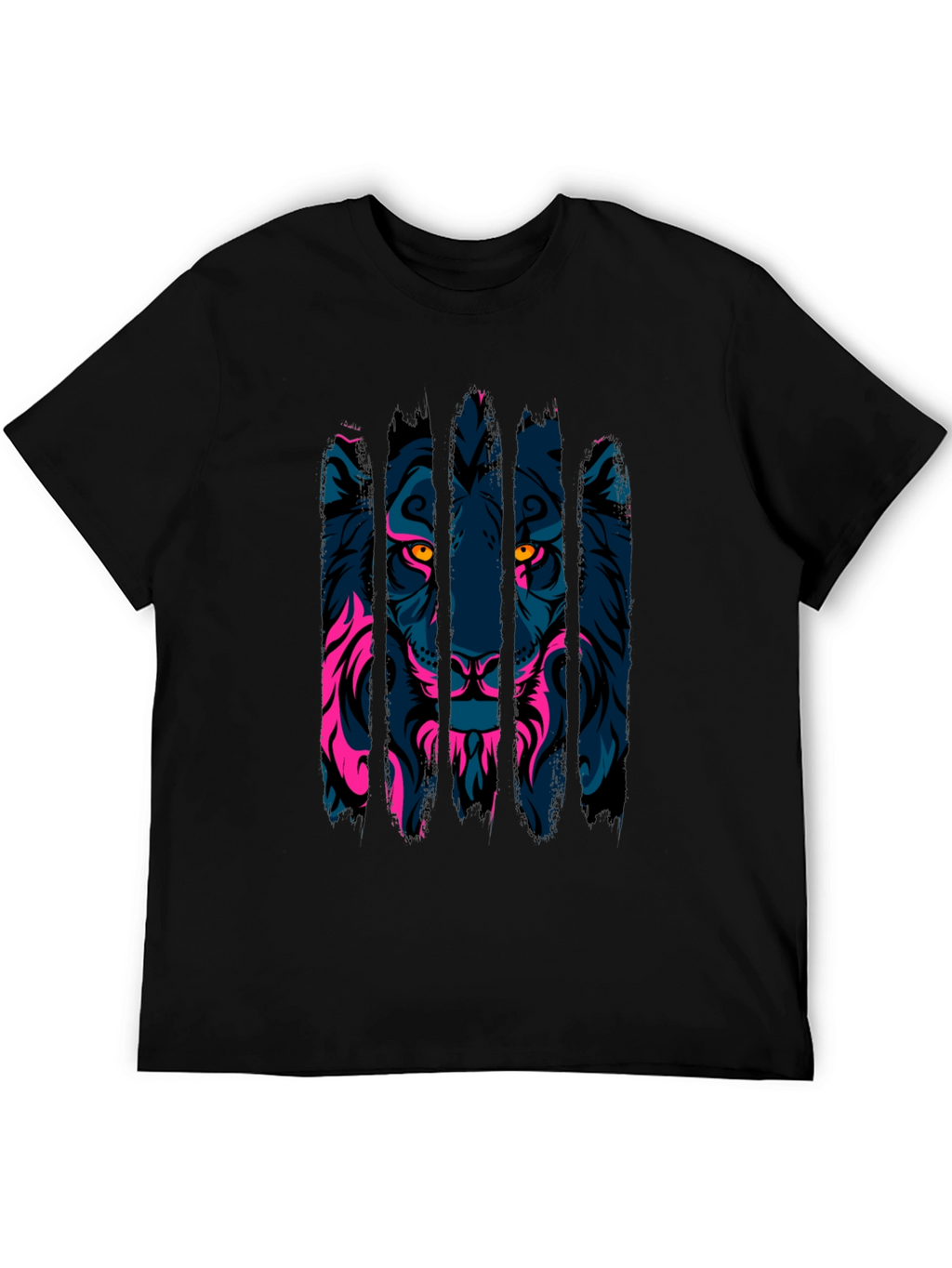 Neon Lion Graphic Black T-Shirt