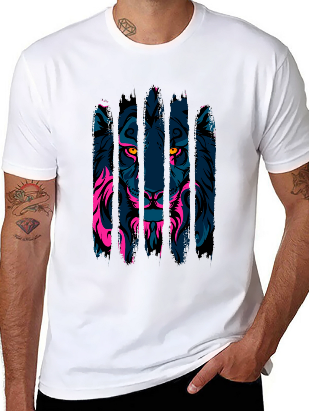 Neon Lion Graphic Black T-Shirt