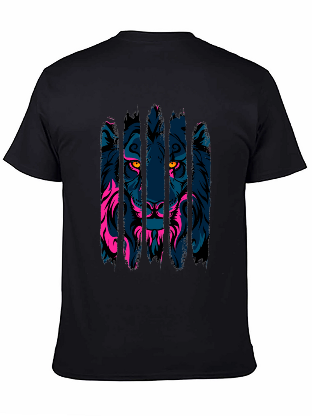 Neon Lion Graphic Black T-Shirt