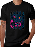 Neon Lion Graphic Black T-Shirt
