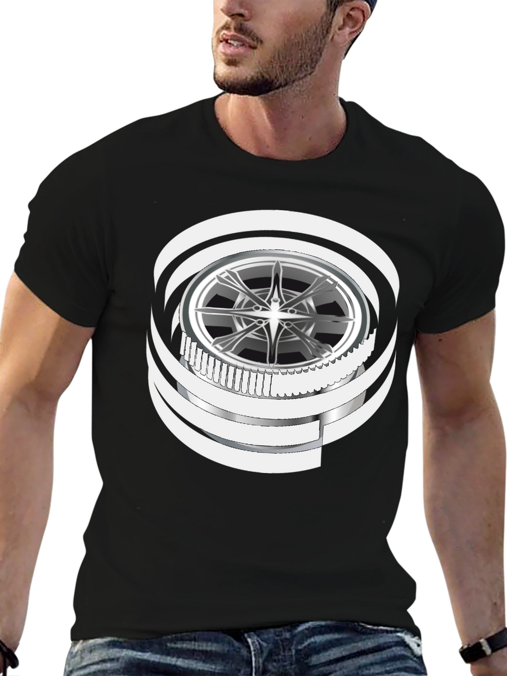 Wheel Graphic Black T-Shirt