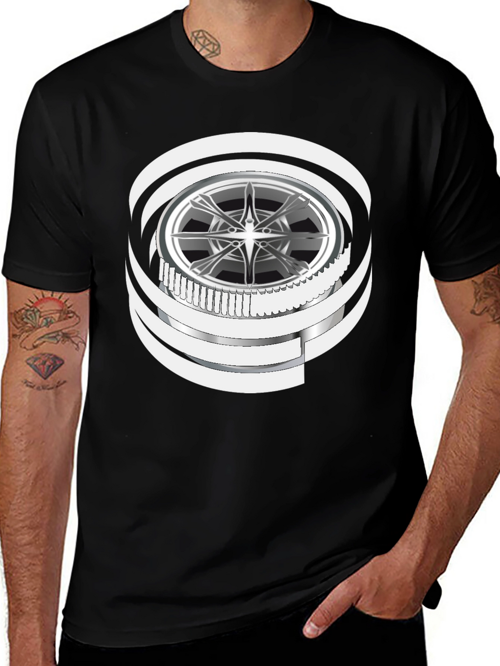 Wheel Graphic Black T-Shirt