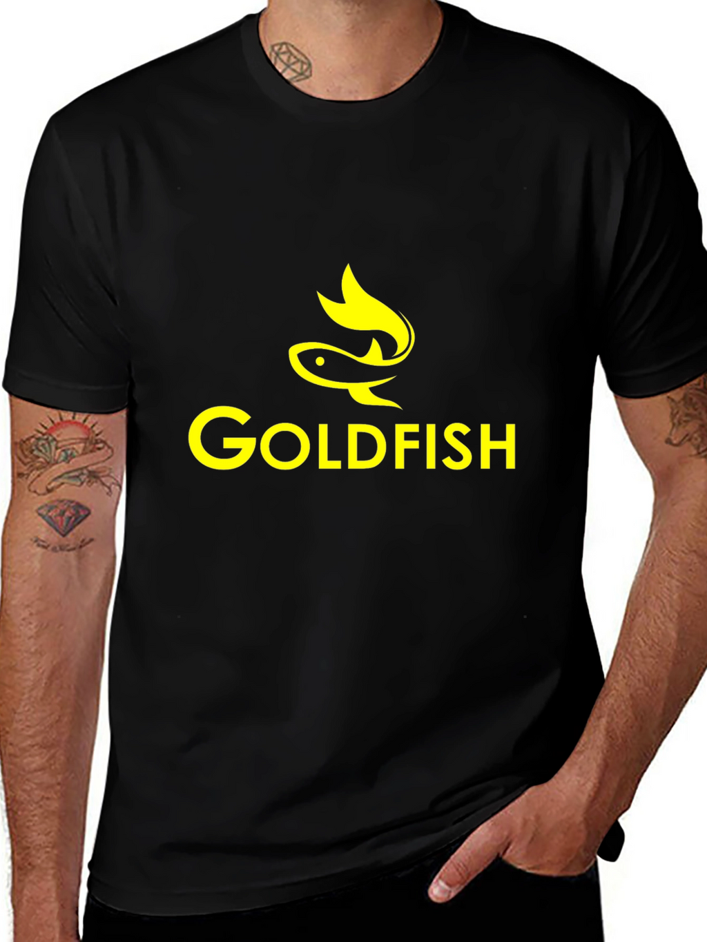 Goldfish Graphic Print Black T-Shirt