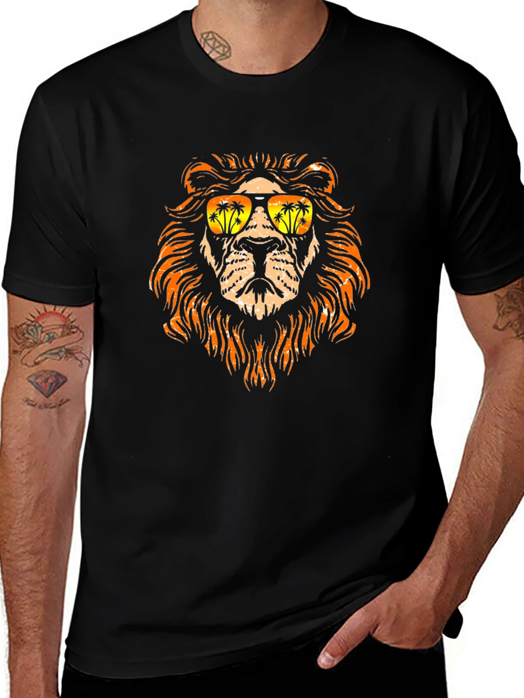Cool Lion Graphic Tee - Tropical Vibes
