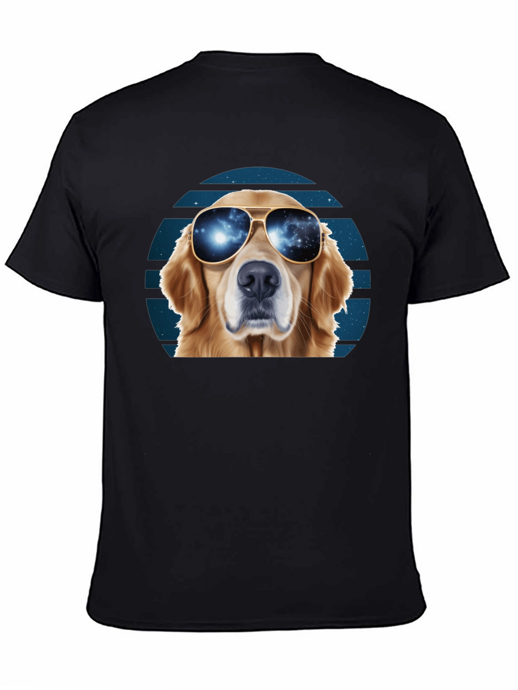 Cool Dog T-Shirt: Golden Retriever with Galaxy Sunglasses