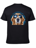Cool Dog T-Shirt: Golden Retriever with Galaxy Sunglasses
