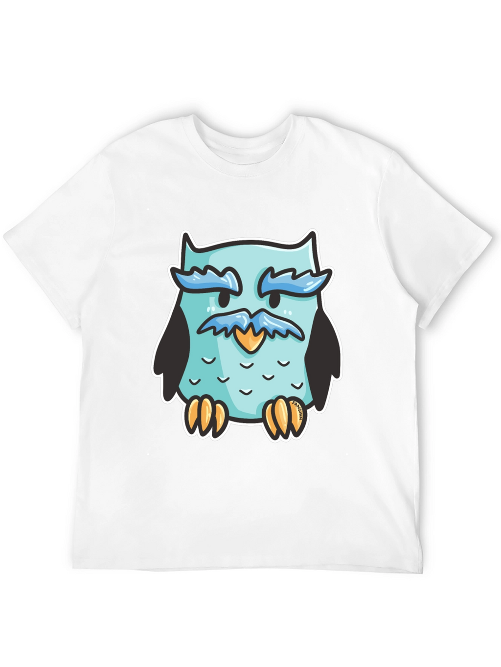 Cool Owl Graphic Tee - Black Cotton Blend