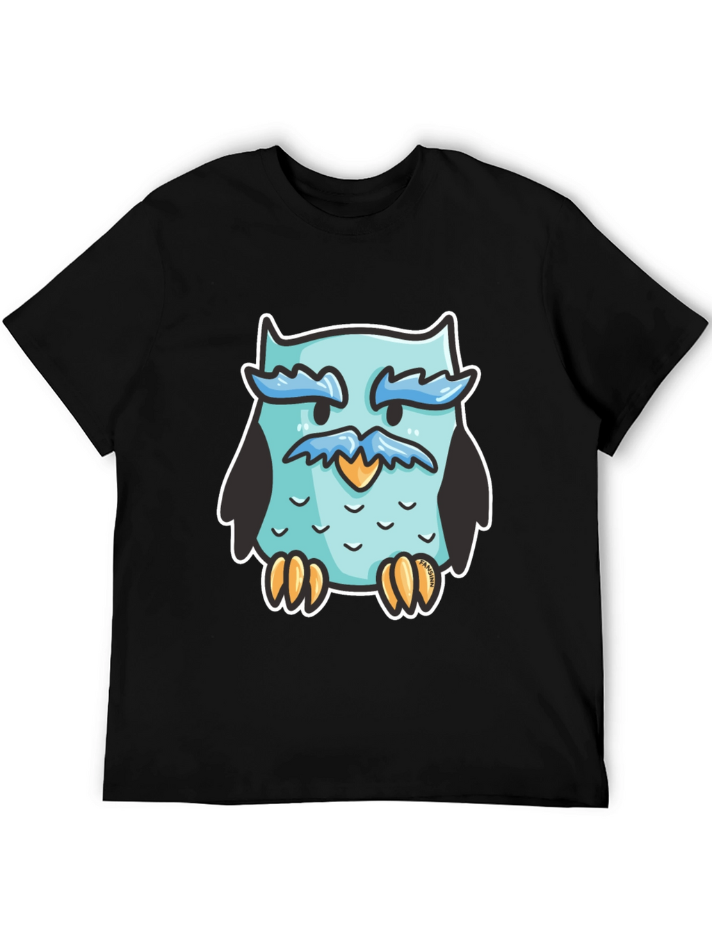 Cool Owl Graphic Tee - Black Cotton Blend