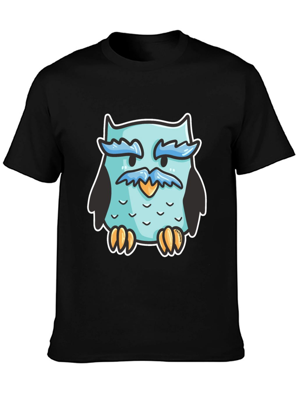 Cool Owl Graphic Tee - Black Cotton Blend