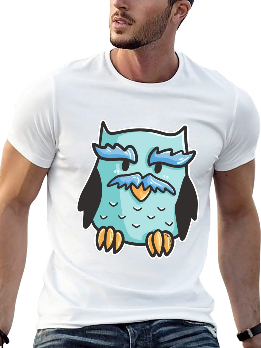 Cool Owl Graphic Tee - Black Cotton Blend