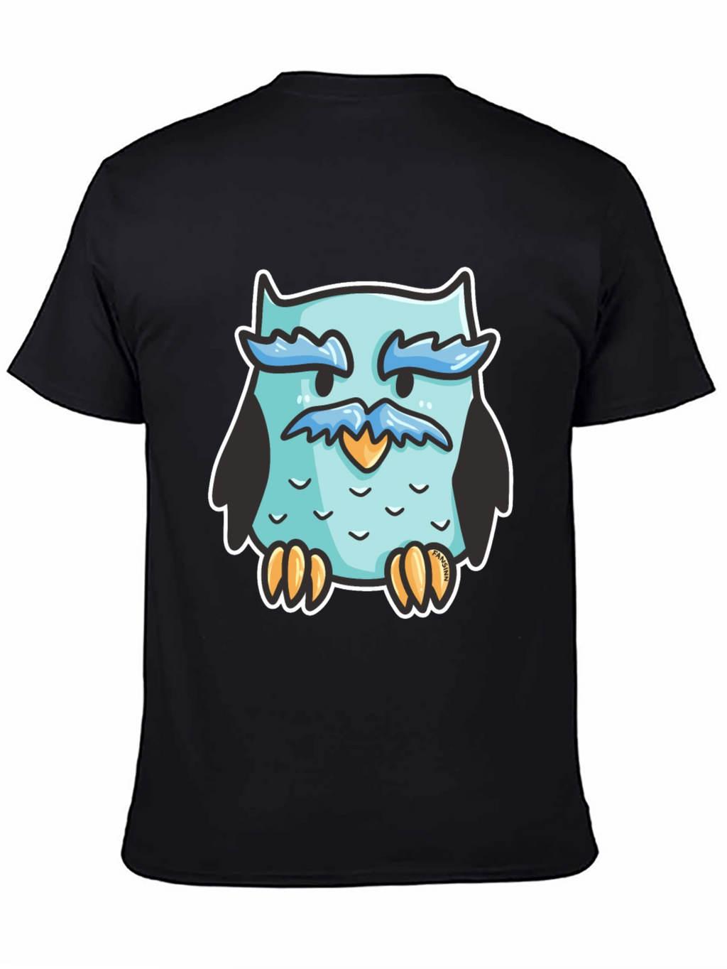 Cool Owl Graphic Tee - Black Cotton Blend