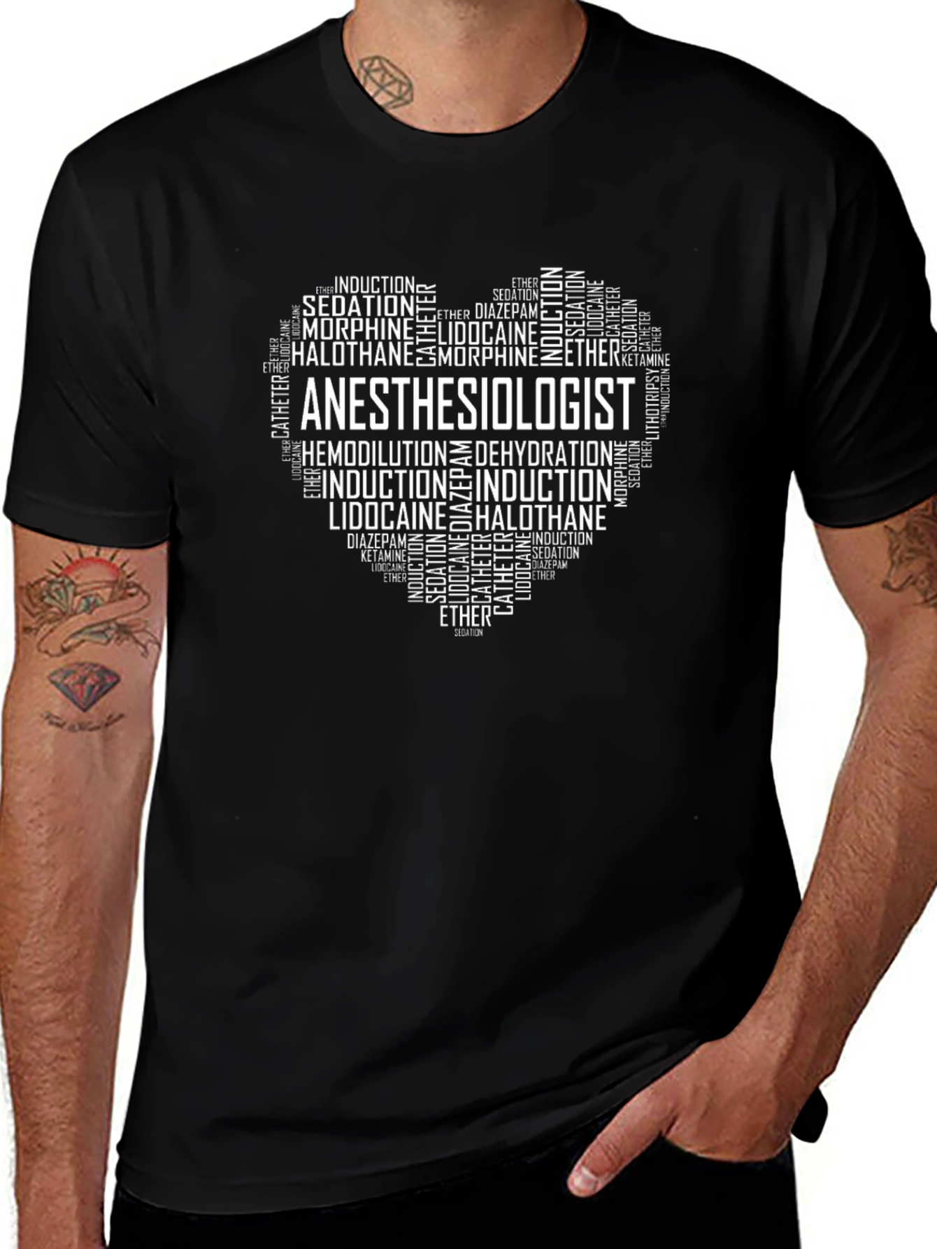 Anesthesiologist Word Art Heart T-Shirt