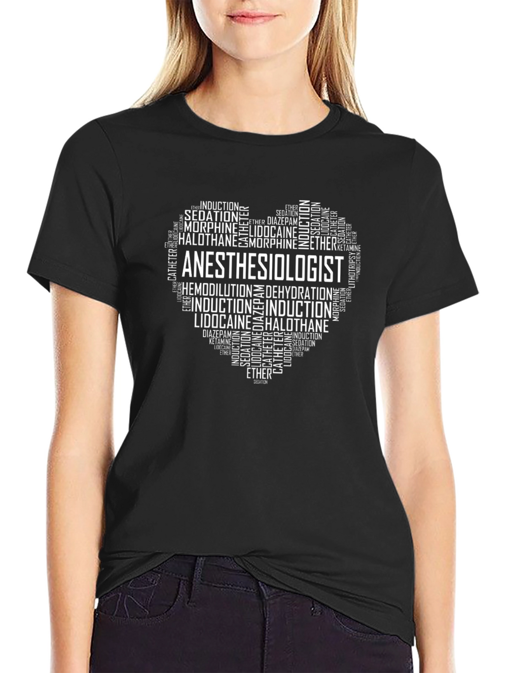 Anesthesiologist Word Art Heart T-Shirt