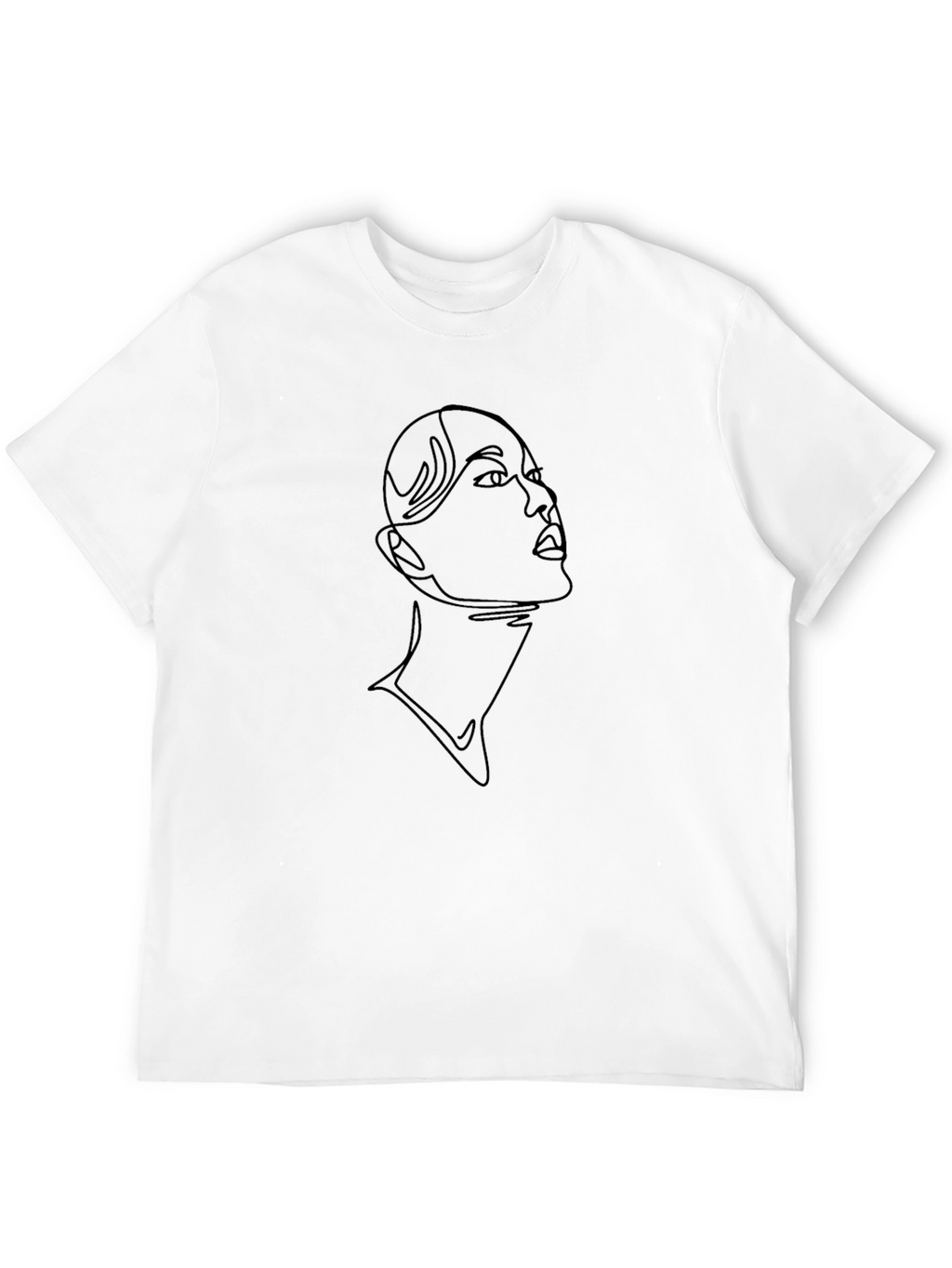 Abstract Face Line Art Black T-Shirt