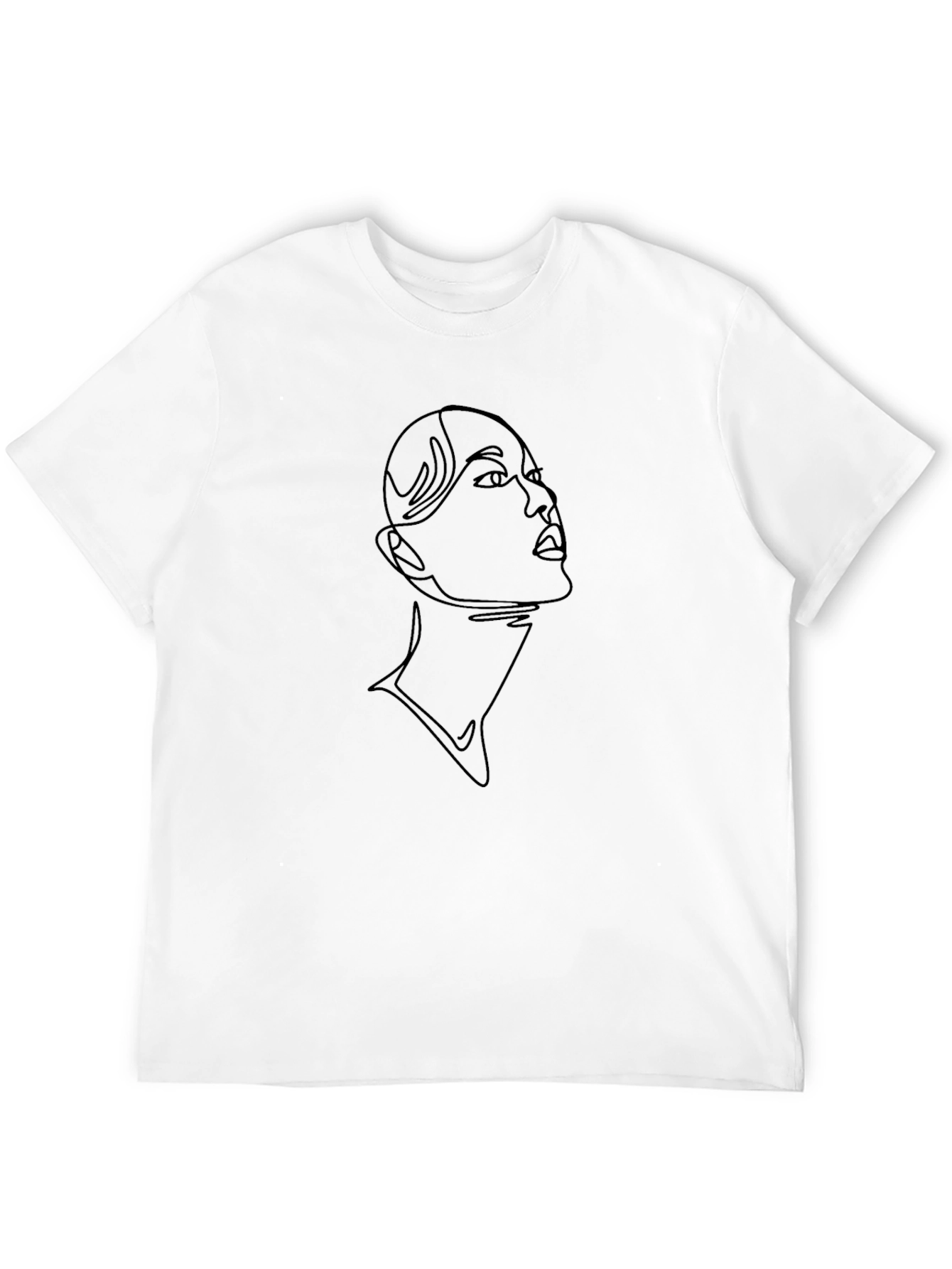 Abstract Face Line Art Black T-Shirt