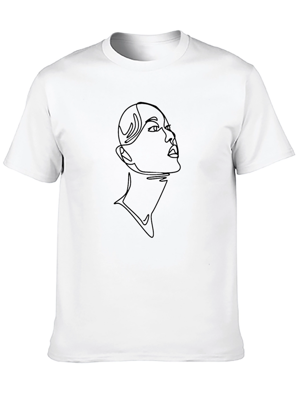 Abstract Face Line Art Black T-Shirt