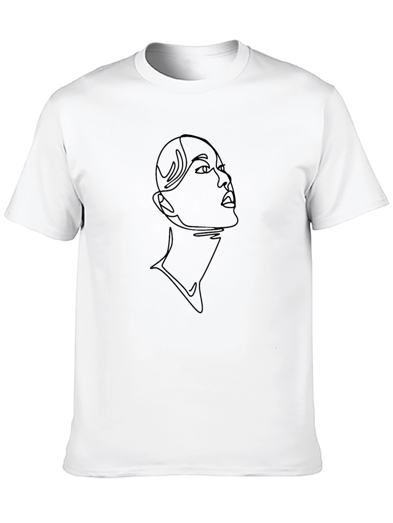 Abstract Face Line Art Black T-Shirt
