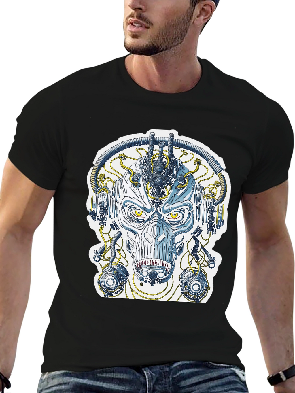 Cyberpunk Face T-Shirt - Sci-Fi Graphic Tee