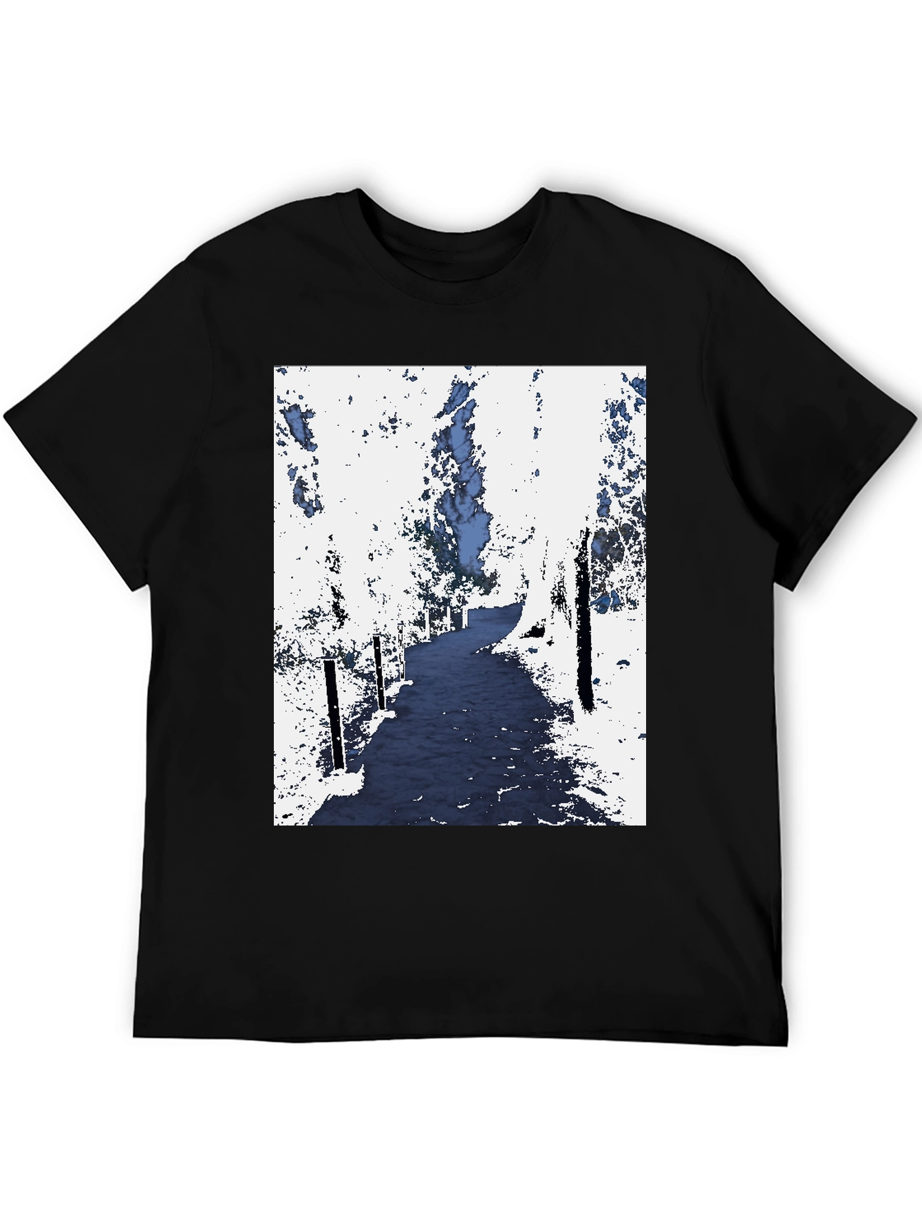 Abstract Forest Print Black Tee