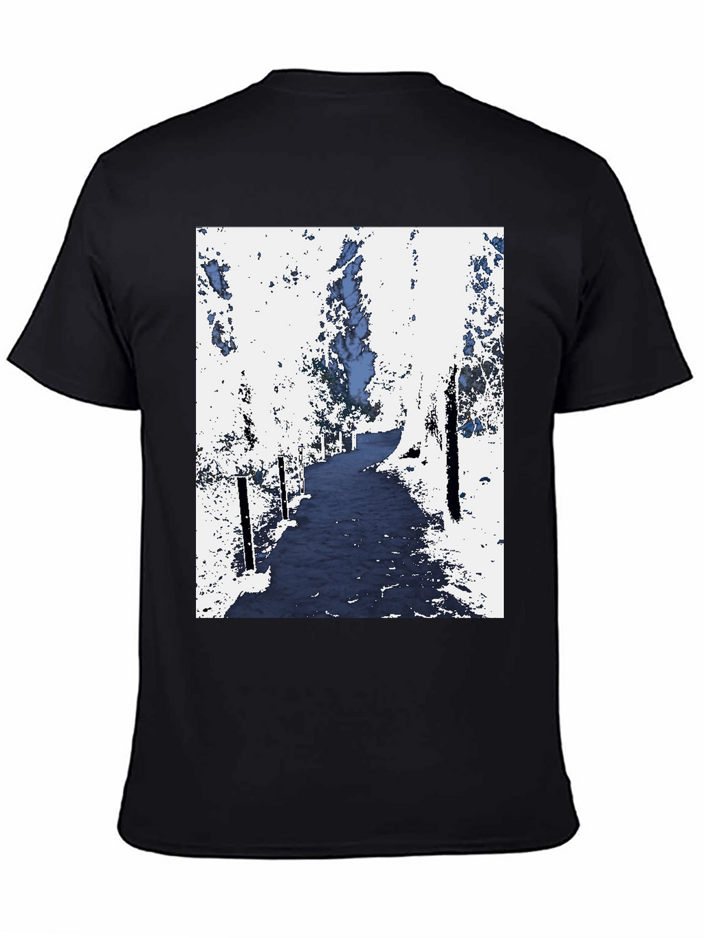 Abstract Forest Print Black Tee