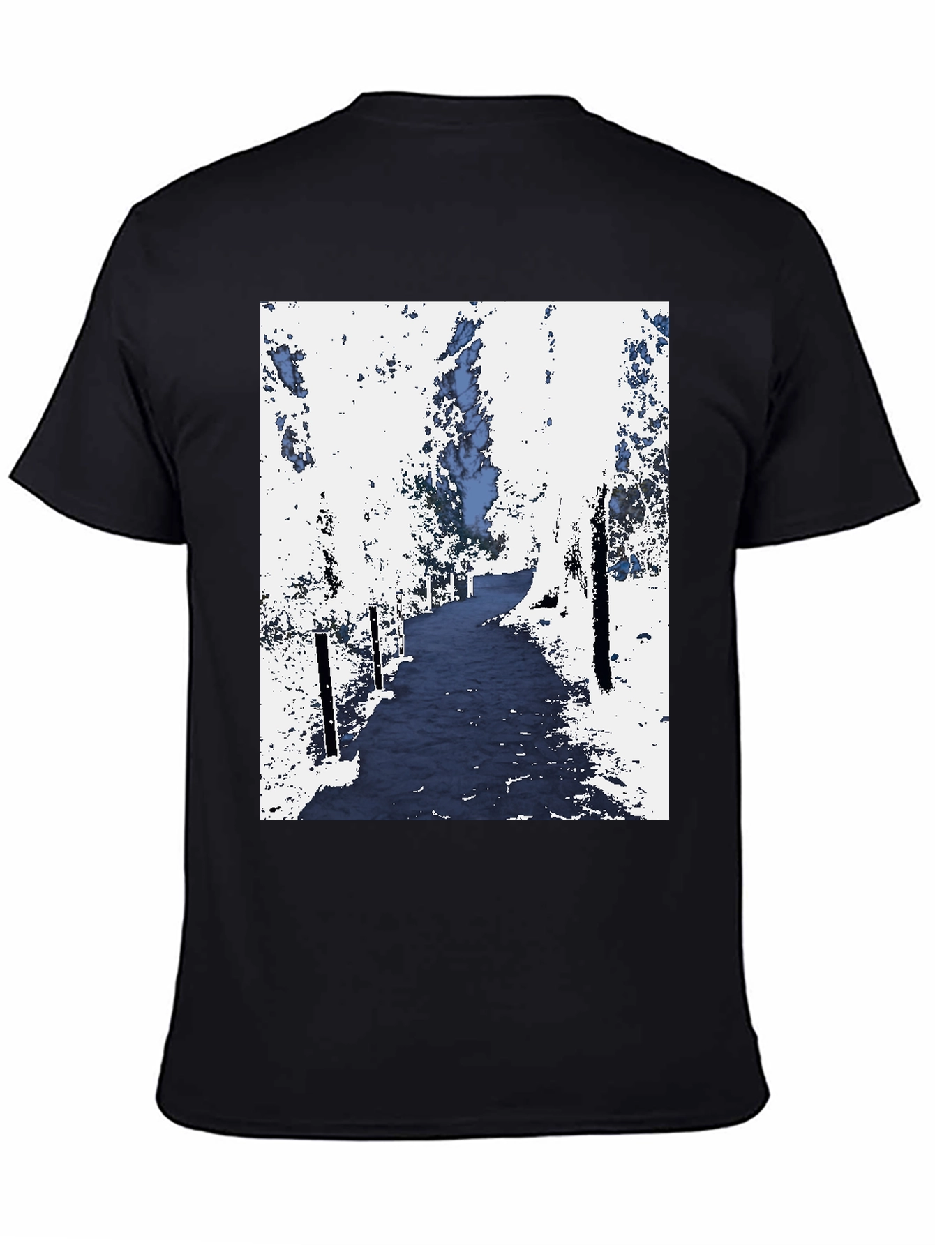 Abstract Forest Print Black Tee