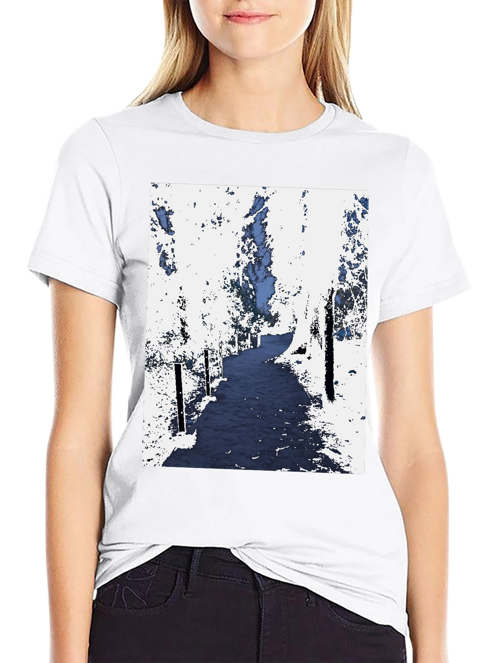 Abstract Forest Print Black Tee
