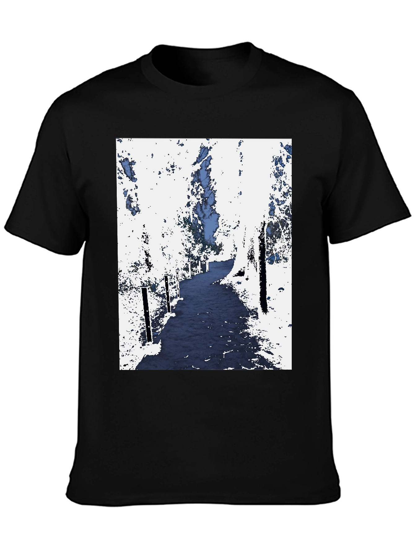 Abstract Forest Print Black Tee