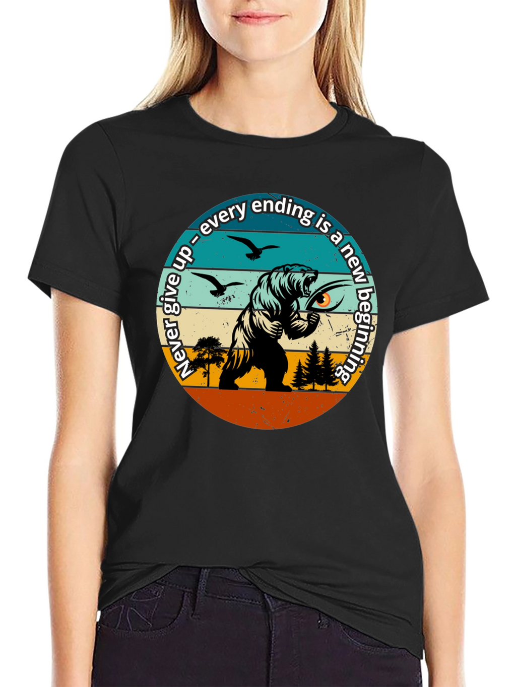 Motivational Bear Graphic T-Shirt: New Beginnings